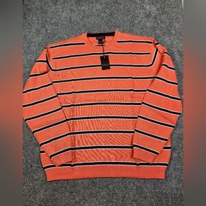 Harold Powell Mens Sz XXL 100%Cotton Lightweight Sweater Striped Orange NWT